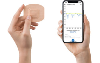 Smart patches developed by medical startup SteadySense allow continuous and very accurate body temperature measurement|Flexible miniaturized electronic system featuring sensors and communication chips supplied by AT&S is at the heart of new medical applications