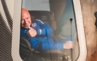Jeff Bezos in the capsule of his space company Blue Origin / Credit: Blue Origin